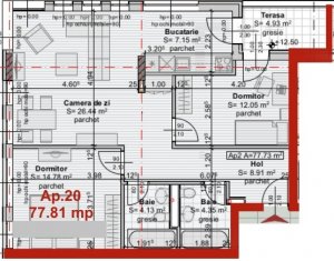 Lakás 3 szobák eladó on Cluj-napoca, Zóna Centru