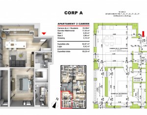 Appartement 2 chambres à vendre dans Floresti