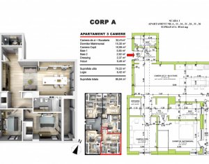 Appartement 3 chambres à vendre dans Floresti