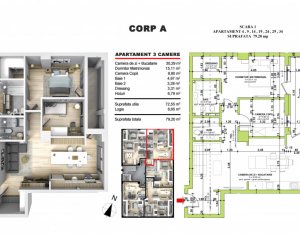 Appartement 3 chambres à vendre dans Floresti