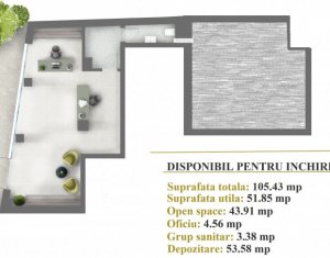Üzlethelyiség kiadó, 51m2 on Cluj-napoca, Zóna Centru