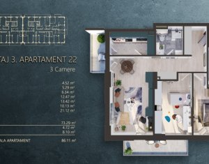 Lakás 3 szobák eladó on Cluj-napoca, Zóna Marasti