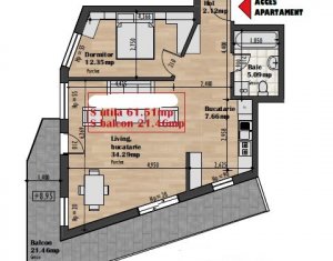 , 61.51m2 dans Cluj-napoca, zone Iris